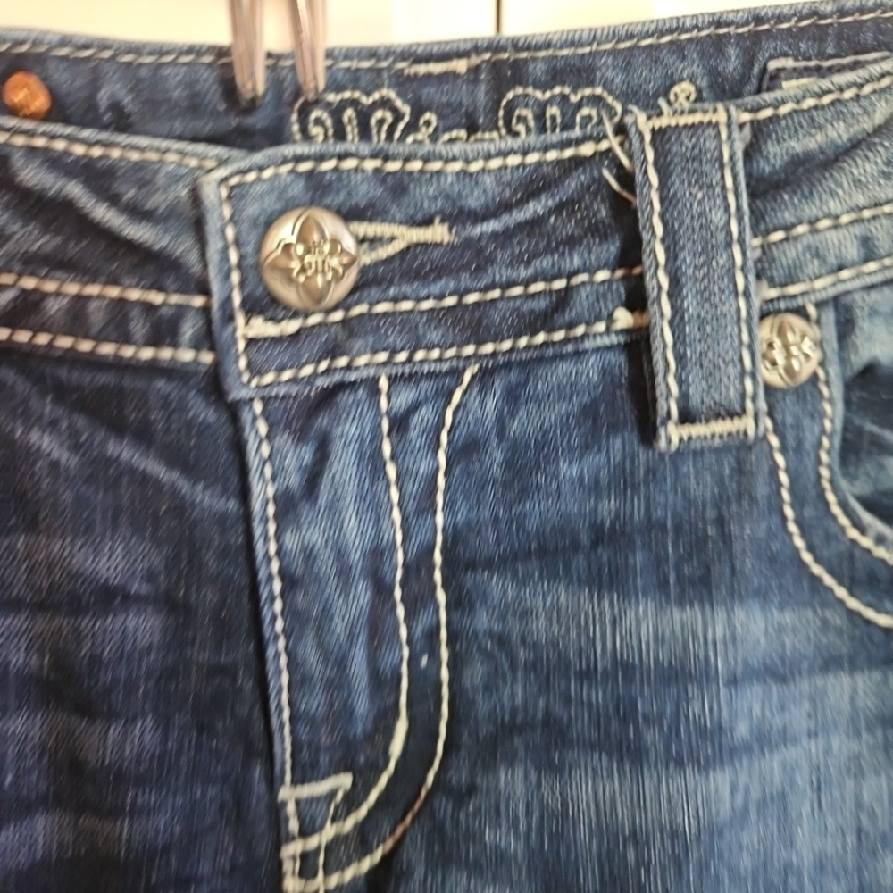 Miss Me WomensJeans Dark Blue Embellished Denim 5-Pocket Signature Bootcut 30 - Picture 5 of 13
